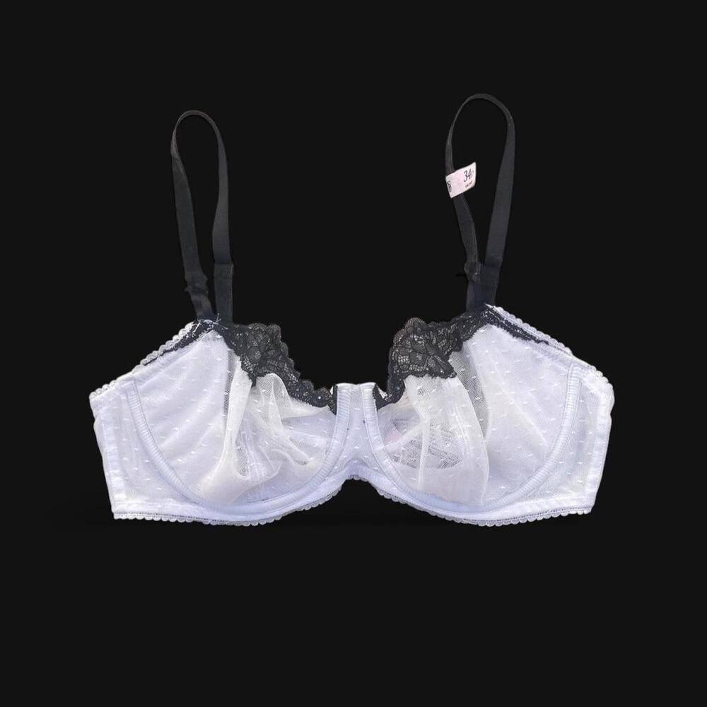 dainty b&w lace demi bra